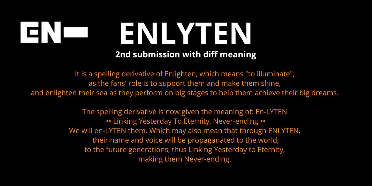 [ #ENHYPEN FAN CLUB NAME SUBMISSIONS THREAD]Here are 4 of the names you guys submitted to our tracker. ENLIFEENLUMINEENLUVENLYTEN @ENHYPEN @ENHYPEN_members #엔하이픈 #ENHYPEN_FandomName