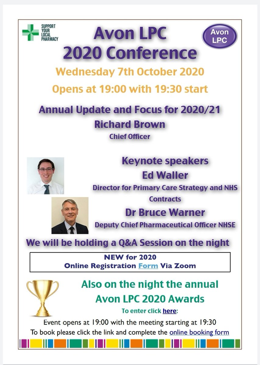 SadikAlHassanMP's tweet photo. 2020 @AvonLPC ONLINE #pharmacy conference with @AvonlpcRichard 

This year's amazing guest speakers @BruceWarner and Ed Waller 

#communitypharmacy #NHS #Covid_19 #Pharmacist #pharmacists #technicians

Opens 7pm 7th OCT 

https://t.co/neho33WhUR https://t.co/9SGWz5veUe