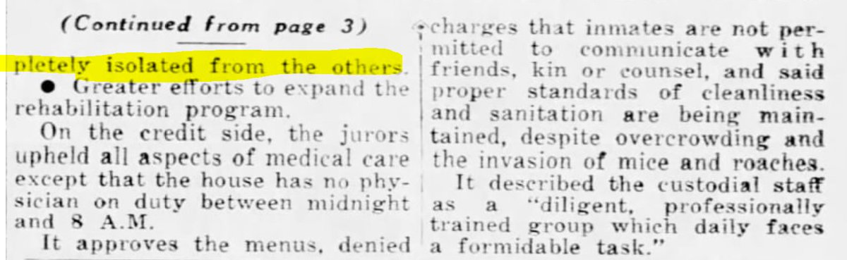 "known lesbians be completely isolated from the others"The Daily News (New York, NY) 1965-12-07Grand jury investigation into the Women's House of Detention