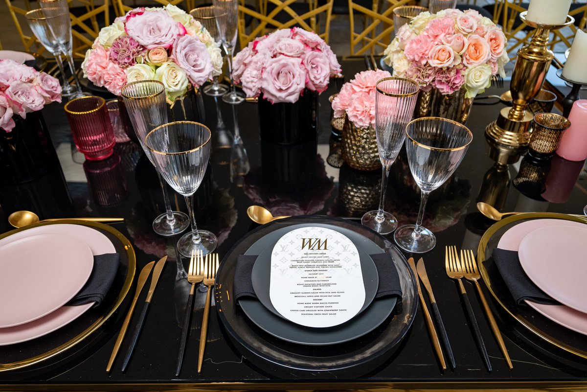 andimahle's tweet photo. Black and Gold with a touch of Pink. 
Wendy Mbatha's Louis Vuitton themed Birthday Soiree 🥂 

A glamorous affair to be remembered. 

#andimahlebuildingevents #andimahle #eventdesigner #creative #eventplanner #glamorous #birthdaysoirée #themedevents #blackandgold #luxurious https://t.co/1KsN7eeamf