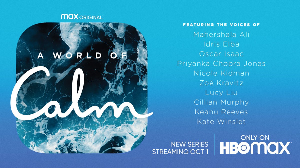 streamonmax's tweet photo. Even the art is meditative. Stream some Calm. Featuring the soothing voices of Idris Elba, Kate Winslet, Oscar Isaac, and so many more, A World of Calm is streaming October 1st on HBO Max. https://t.co/EWFs1NwI67