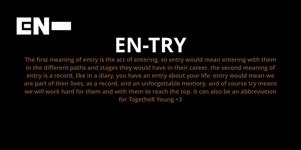 [ #ENHYPEN FAN CLUB NAME SUBMISSIONS THREAD]Here are 4 of the names you guys submitted to our tracker!EN-TERNALLYEN-TRYENAMORENANGELS @ENHYPEN @ENHYPEN_members #엔하이픈 #ENHYPEN_FandomName