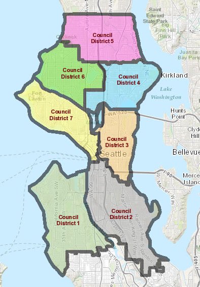 Here’s a Seattle City Council district map. If you believe  #BlackLivesMatter   , I think you have a unique responsibility to use any means necessary between right now and the 3PM budget meeting on Tuesday (tomorrow) to make these three councilmembers hear from you.