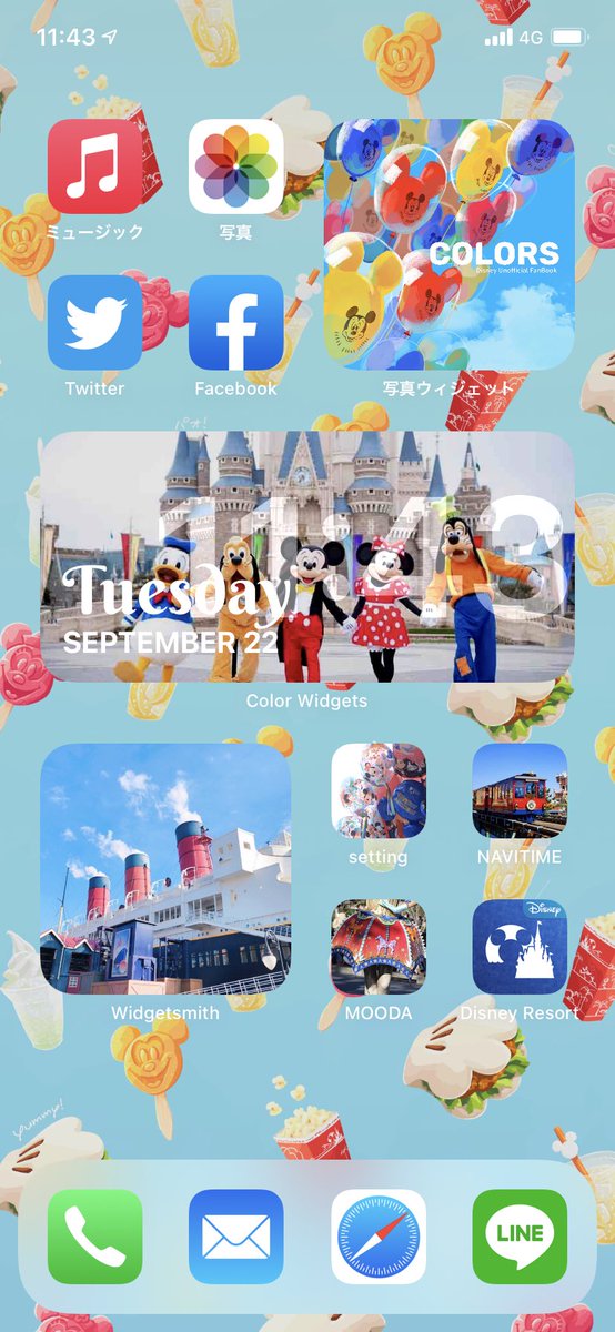 こにー Ios14にアップデートしたからホーム画面をディズニー仕様にしたよ 壁紙はｉｓａｉ様 I 131 とマベコ様 6 Di3 のツイートから拝借させて頂いてます