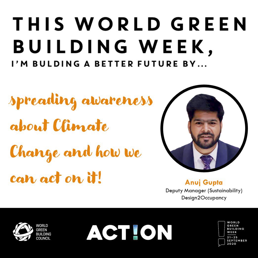 AnujEnergy's tweet photo. We have to ACT NOW then only we will be able to tackle this crises.
Let's do our bit and #ActOnClimate. After all, we have to #BuildBackBetter.
#climatechange #sustainability
#WGBW2020 #D2OLearning #Design2Occupancy @WorldGBC https://t.co/MnKdmTEq88