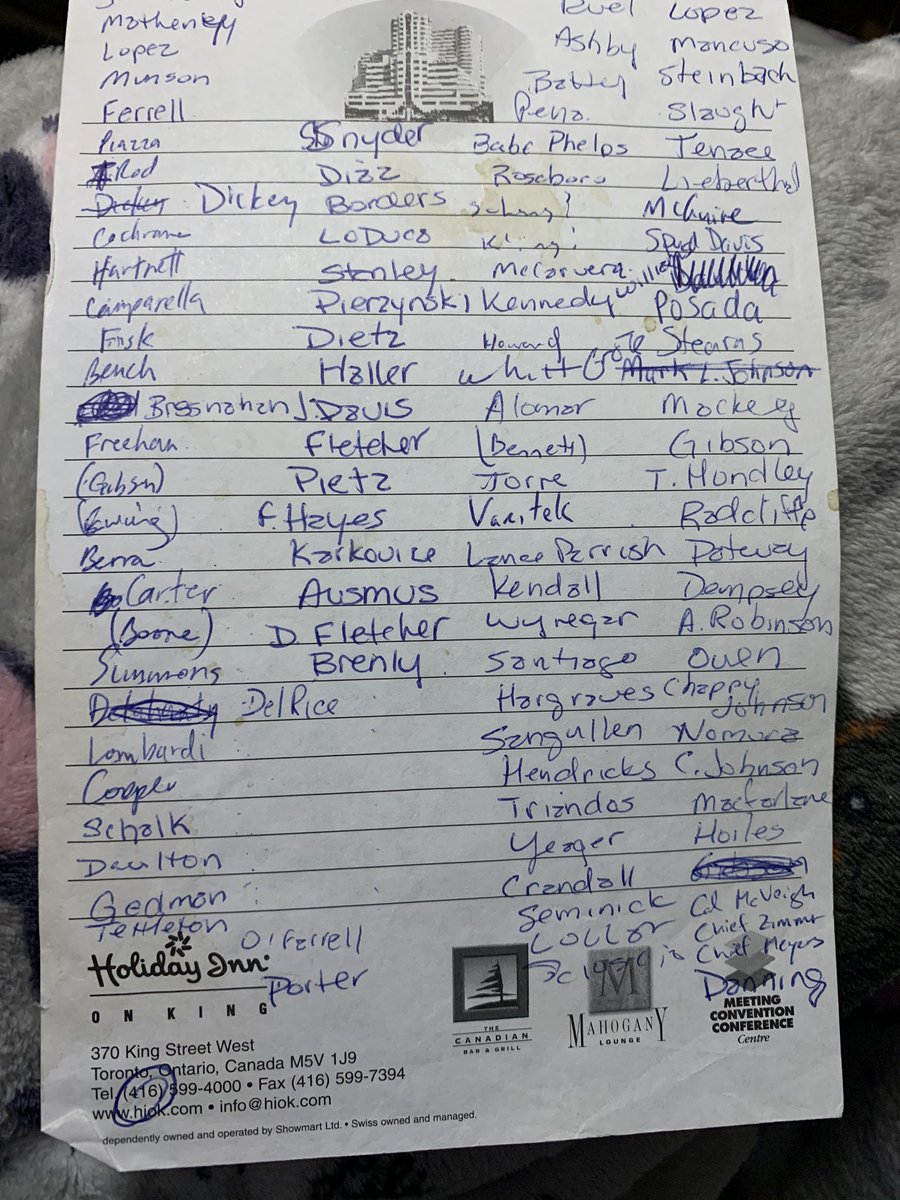 Pfeiffer86's tweet photo. @billjamesonline once wrote something along the lines that Mike Macfarlane was a top 100 catcher. About 2005. At @SABR convention in Toronto that summer we, @DSzymborski and 10+ others discussed and made a list. We concluded Bill was more than correct #keeparecord https://t.co/3nnhJSZr3f