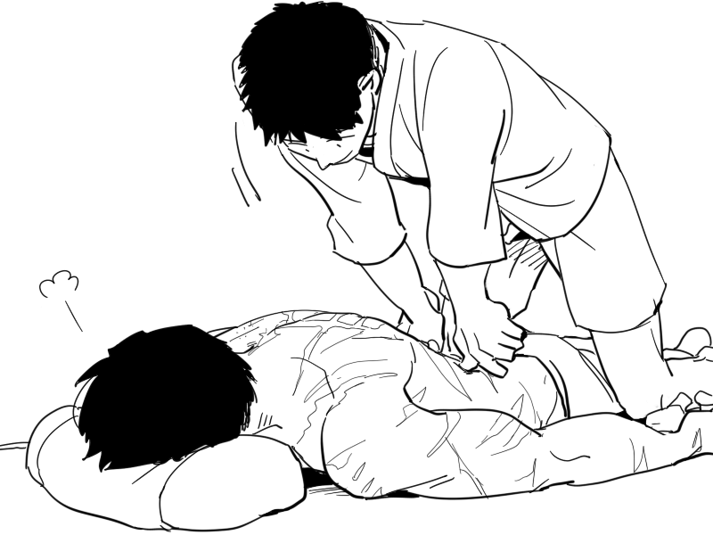 これはマッサージの過去絵描いてなかったっけ……と思って探したら描いてあった過去絵の赤銀黒 
