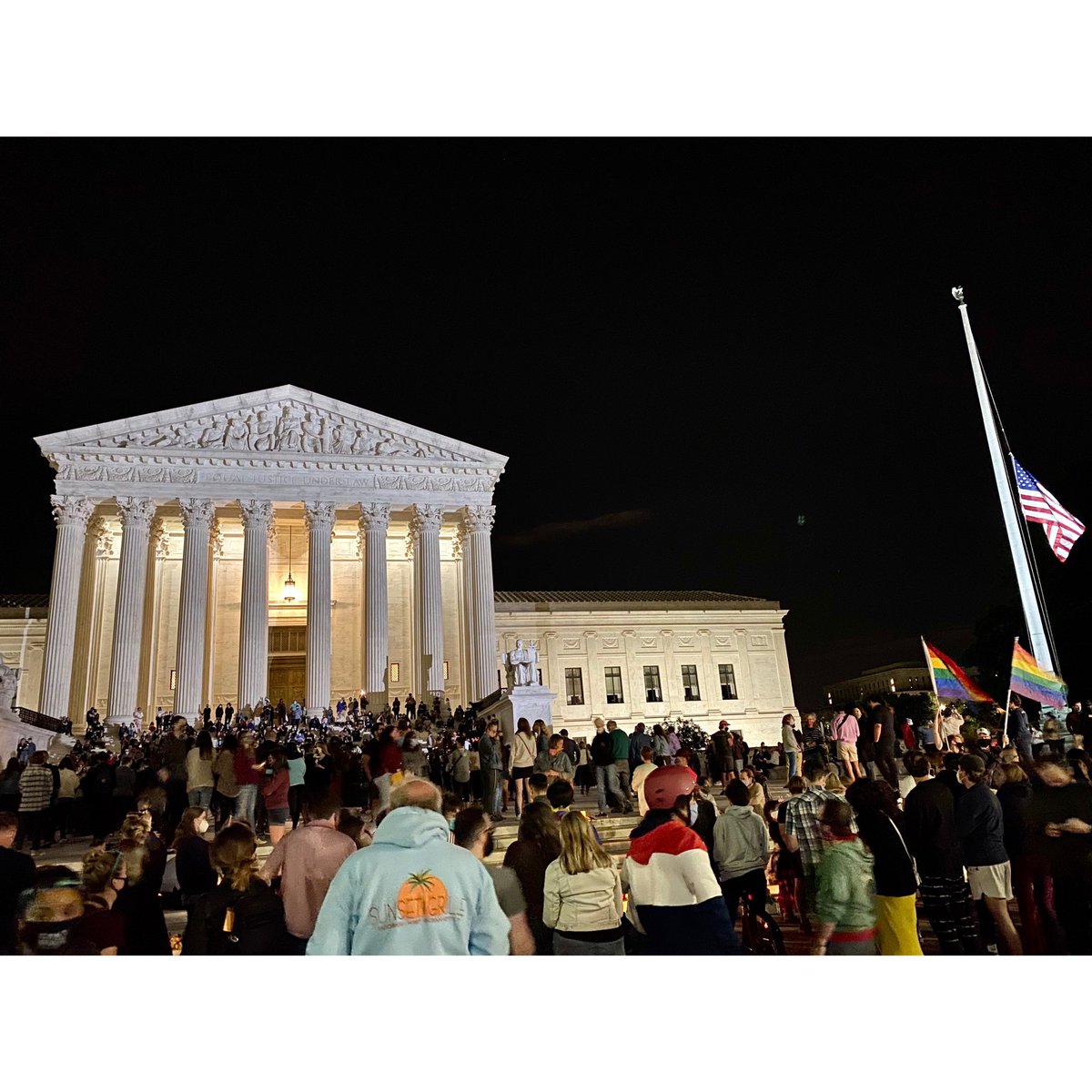 Megz8138's tweet photo. This past Friday I stood on the steps of the Supreme Court as people mourned, celebrated and sang about #rbg. It was an incredibly powerful &amp; surreal night. We lost an incredible warrior for equality, reproductive rights, and marriage equality. #VOTE , our lives depend on it https://t.co/nJjShqR4Ta