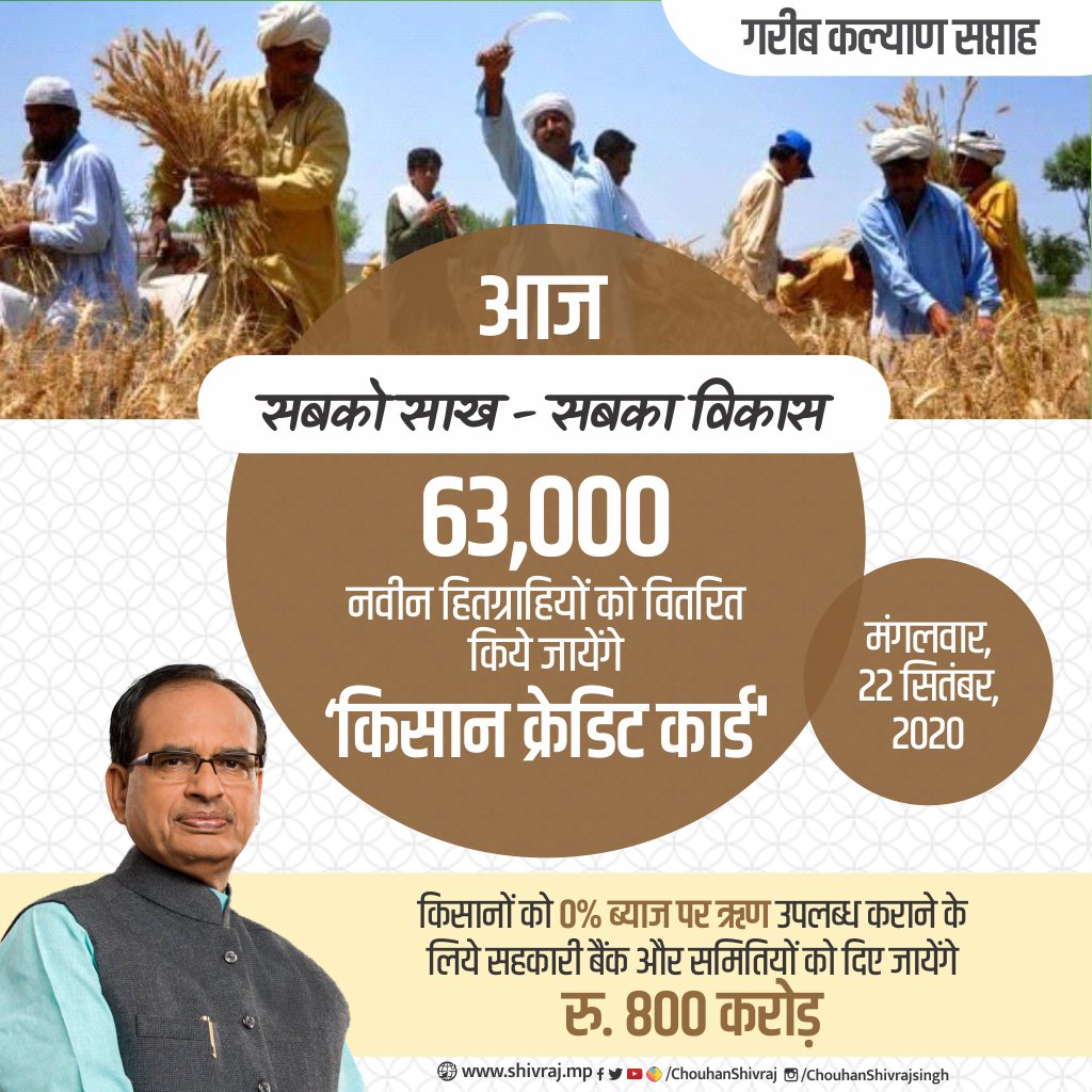 'किसान क्रेडिट कार्ड' अन्नदाता को एक नये आत्मविश्वास से भरने का काम करता है। 

इससे हमारे किसान भाई-बहनों की न केवल खेती का चक्र सुचारू रूप से चलता रहता है, बल्कि उनका जीवन भी।
 
मेरे किसान भाई समर्थ, सशक्त हों और सानंद जीवन व्यतीत करें, यही मेरे जीवन का परम ध्येय है।