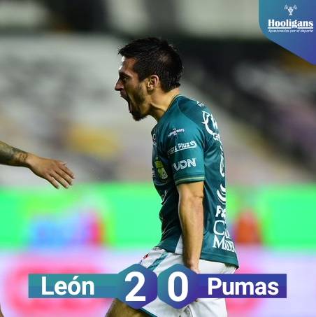 Triunfo para la Fiera!!!

El #Leon le rompió el invicto a #Pumas está noche!

En un partido de buen trámite favorable a los de casa que se vio afectado por la expulsión de #Talavera por Ramos Palazuelos.

#SomosHooligans #Guard1anes2020