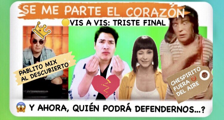 thescreenshow's tweet photo. VIDEO ▶️ https://t.co/vehMdJNbxg 🚫 CHESPIRITO, DÓNDE ESTÁS?
🟡 VIS A VIS: TRISTE FINAL
🎛 PABLITO MIX AL DESCUBIERTO
🥖🎪 DIEGO LUNA ANFITRIÓN DE PAN Y CIRCO
YA FUISTE AL CINE? #chespirito #chaves #chavo
#visavis #mareaamarilla #pablitomix #diegoluna #panycirco #elsecreto https://t.co/oZ9M8Dbbet