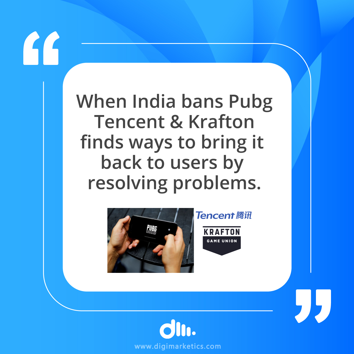 digimarketics's tweet image. Comeback will be always stronger than expectations.
#pubg #pubgmobile #pubgmemes  #gaming #gamer #pubgm  #memes #game #pubgindia #pubgmeme #tencent #kraftongameunion #krafton #unbanpubg #comeback #pubgcomebackindia #digitalmarket #digitalmarketingagency ##digitalmmarketingagency