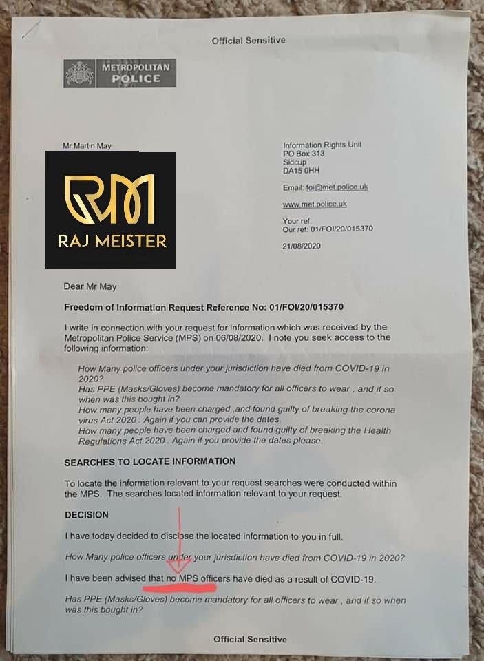 RajMeister's tweet photo. @Dr2NisreenAlwan MET Police across #England have been Interacting with the public before masks became mandatory, but none of them have died from the virus. Wow, that is lucky? 😐
#Plandemic #Covid_19 #TuesdayThoughts #Scamdemic #Pandemic #Endlockdown #CovidHoax #RM86 #Freedom #Awake #FaceMasks https://t.co/mjBkPLwitL