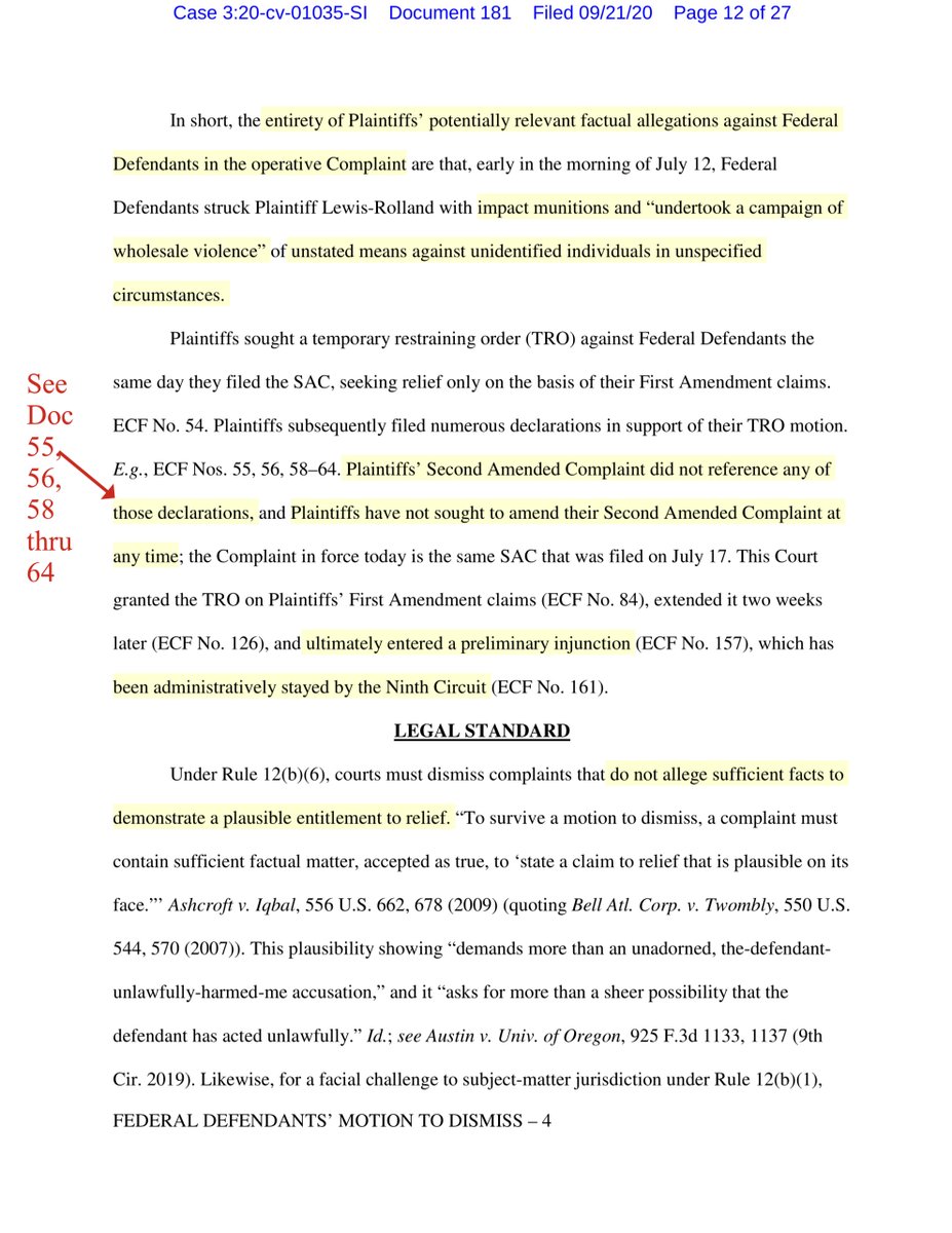 The intellectual dishonesty of  @TheJusticeDept in their MTD is do brazen. SAC, filed on July 17 doc # 53Plaintiff Declarations Doc 55, 56, 58-64DOJ pivots to process & standing issueThis filing is sloppy, with 3 distinct cadences. It’s difficult  https://ecf.ord.uscourts.gov/doc1/15117697477