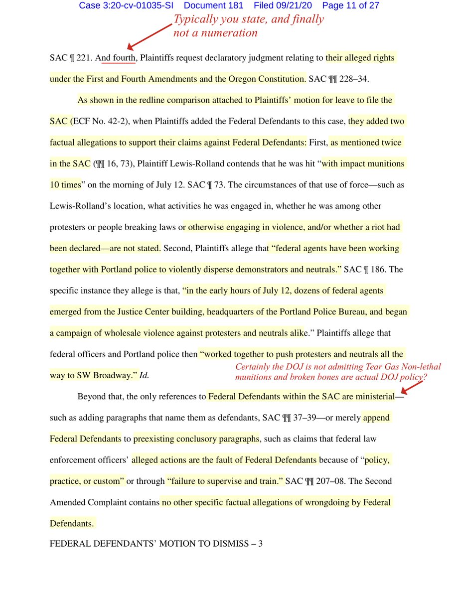 The intellectual dishonesty of  @TheJusticeDept in their MTD is do brazen. SAC, filed on July 17 doc # 53Plaintiff Declarations Doc 55, 56, 58-64DOJ pivots to process & standing issueThis filing is sloppy, with 3 distinct cadences. It’s difficult  https://ecf.ord.uscourts.gov/doc1/15117697477
