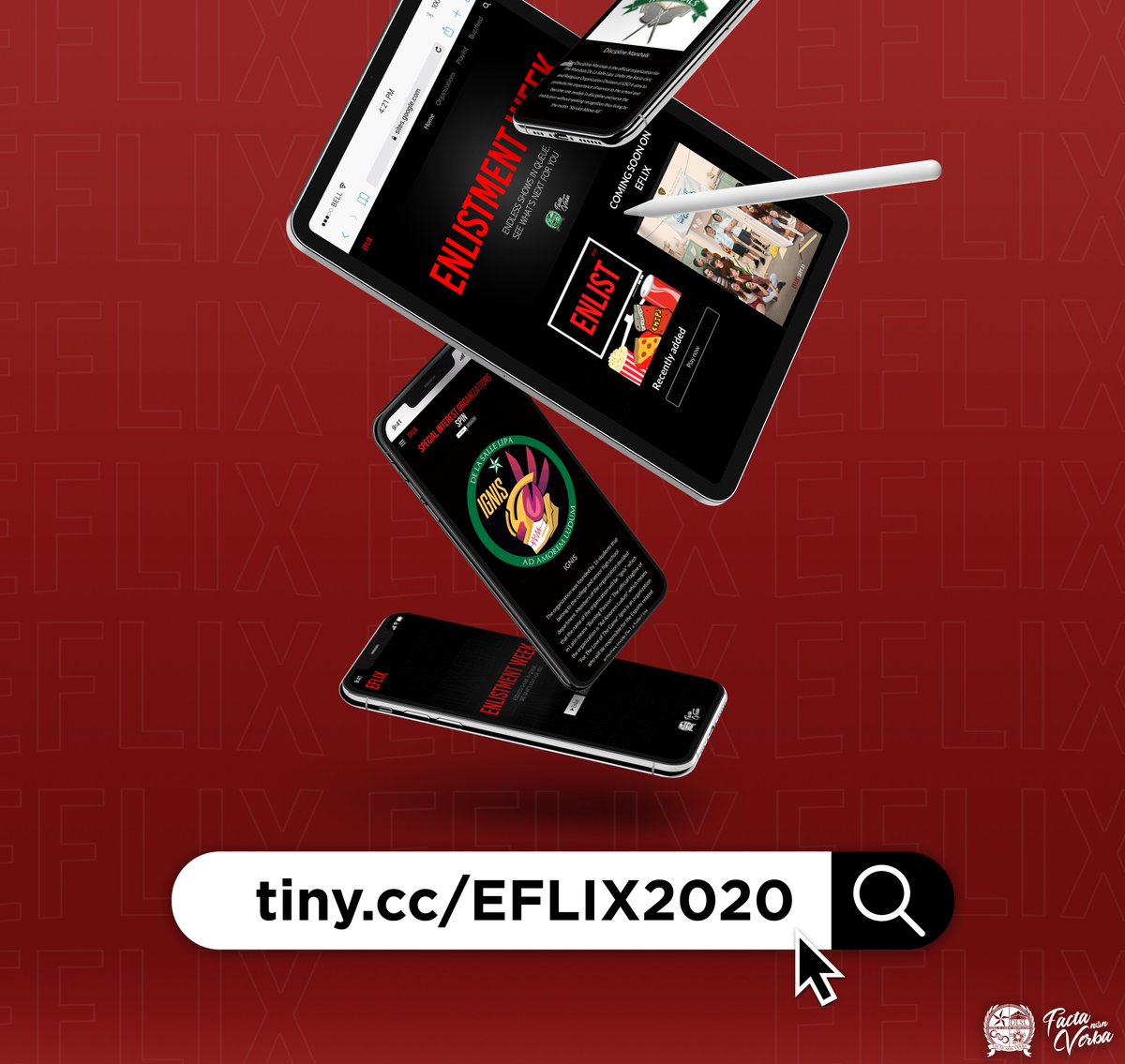 DLSLCSO's tweet photo. Subscribe to our official EFLIX Site! There are various content and information from your favorite organizations from this year's #EnlistmentWeek2020. Don't miss a word so log in your DLSL mail to access our site.
Grab a seat and letโs #EFLIXandChill
https://t.co/8fP6dXrYX2 https://t.co/pSOuHujNXU