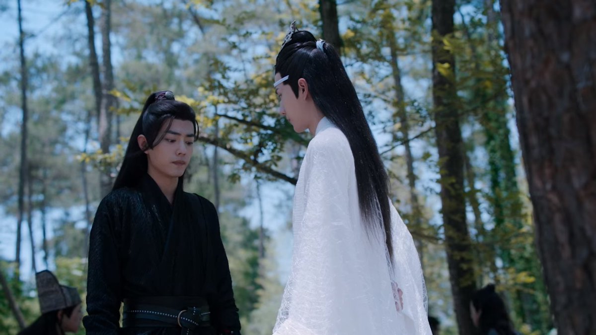 I love how you can see his little face gearing up to talk to Lan Wangji about something that isn't teasing him