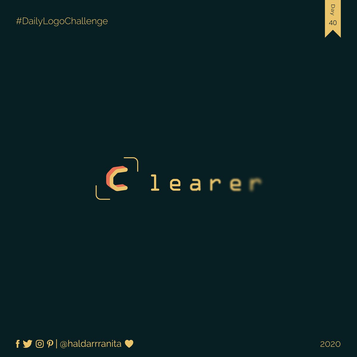 ranitadesignz's tweet photo. Day 40/50 🎨🖌 Logo Prompt : Camera App

Name: Clearer

#DailyLogoChallenge
#50DaysofLogo

Each day a new challenge.I continue, for how long..... let's  see.

#dailylogochallengeday40

#graphicdesigner #designer #flatdesign #logoawesome #logosix #creativelogo #logo #logodesigner https://t.co/Z0KQyowrkJ