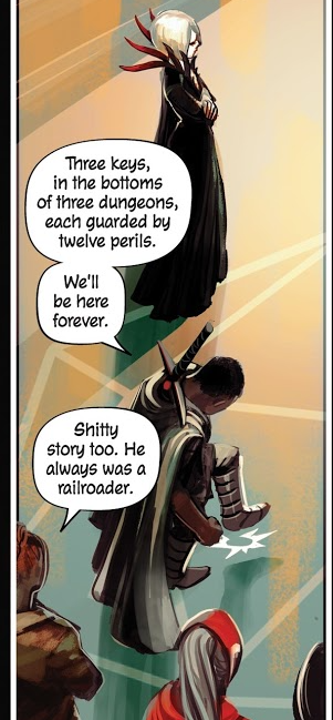 7) This story is set within a TTRPG wholly unique to the story, with its own system and rules. Fans of RPGs and tabletop games will get a kick out of this, and all the little references