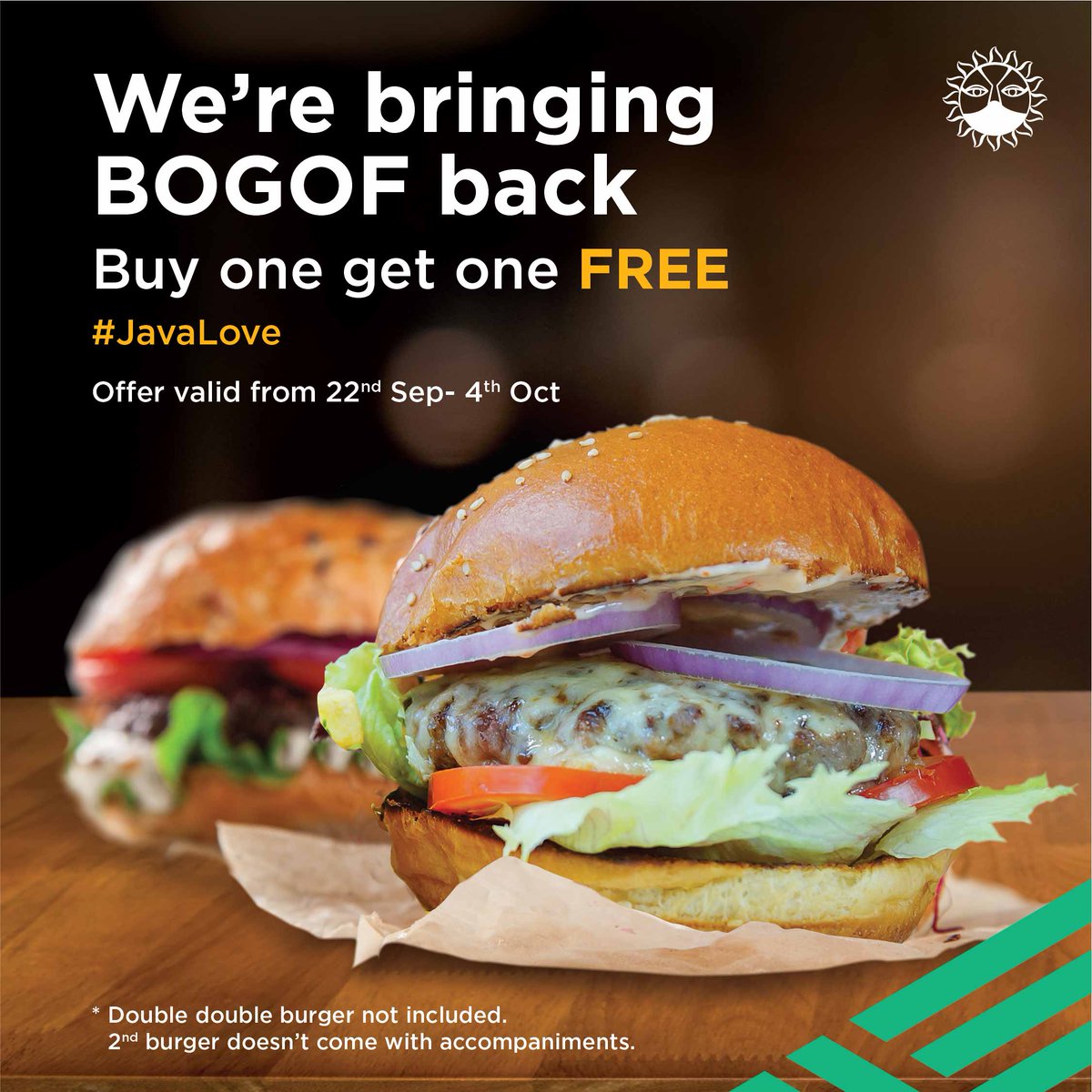 javahouseafrica's tweet image. You asked for it and we listened! The buy one get one FREE on burgers offer is back starting today. Available across all Java branches, food apps and from our website: order.javahouseafrica.com
#JavaLove #JavaBurgerMania