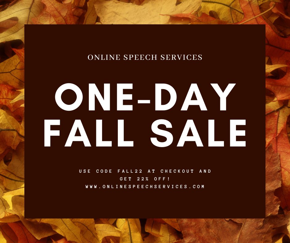 onlinespeechnow's tweet photo. Celebrate Fall with Our One-Day Sale! - https://t.co/aJgtgPFqCr https://t.co/OlsS3TitvA