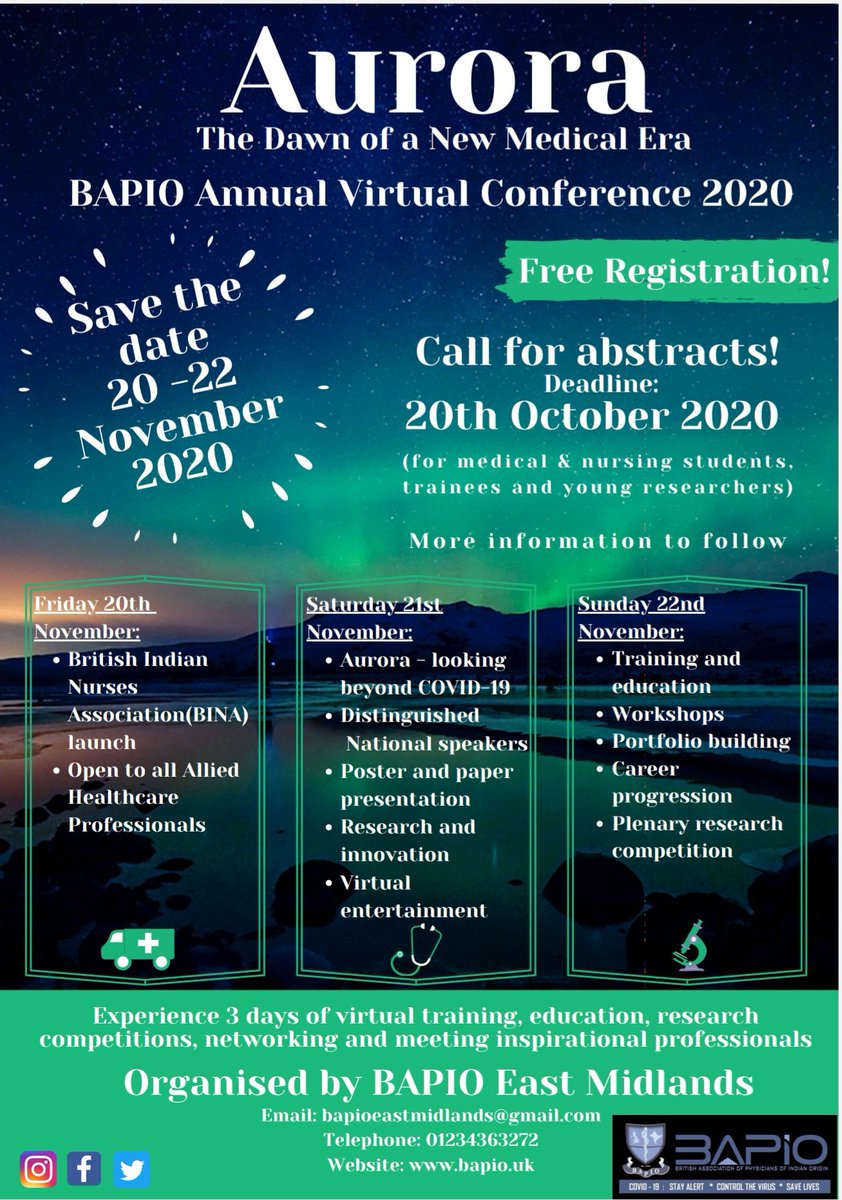 The dates for the 2020 annual conference are now confirmed! 20-22nd November. Three days of virtual learning, discussions and networking #BAPIOAC20 Please mark your diaries <a href="/RameshMehta15/">Ramesh Mehta CBE</a> <a href="/jsbamrah/">JS Bamrah CBE</a> <a href="/ParagSinghal09/">Prof Parag Singhal OBE</a> <a href="/Sajay70/">Sajay</a> <a href="/H3MADRI/">HEMADRI</a> <a href="/JoydeepGrover/">Joydeep Grover</a> <a href="/abrar71/">Abrar Hussain 💙 **Be Kind**</a> <a href="/DrAnkurK/">Ankur Khandelwal</a> <a href="/CNagpaul/">Chaand Nagpaul</a>