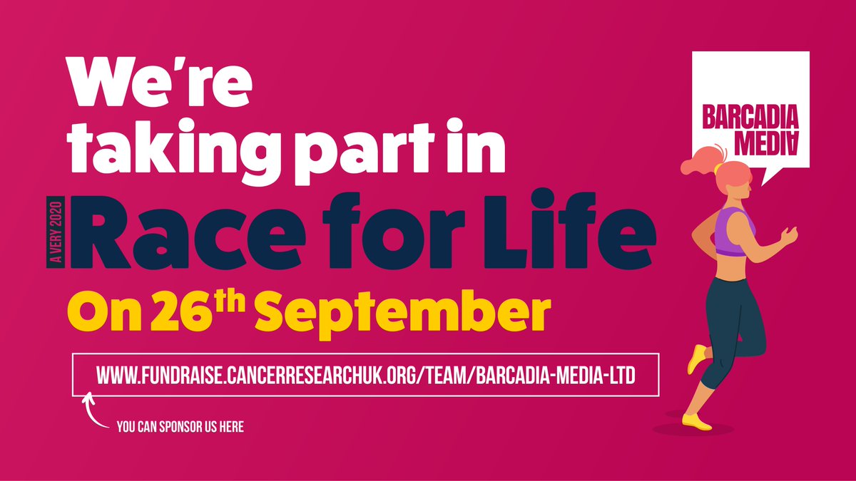 BarcadiaMedia's tweet photo. This Saturday the Barcadia team will be dusting off our running trainers (most of us, anyway) and running 5k for @CR_UK's Race for Life 🏃‍♀️🏃‍♂️💨

We're just over the halfway mark and we need your help to meet our target of £300! Sponsor one of us here: https://t.co/qnsOVSLJsE https://t.co/jm1XT0Z1yA