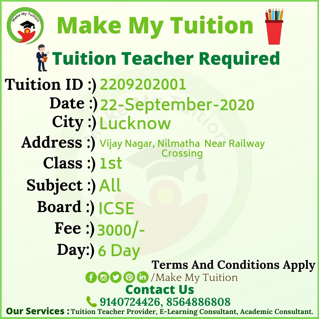 makemytuition's tweet photo. Tuition Teacher Job Available In Lucknow
For More Information Please Visit
https://t.co/4FDpuoK2DA Or
Contact Us ☎️ :- 9140724426, 8564886808
#hometuition #tuitionteacher #elearningtips #hometutor #teacher #cbse #icse #isc #allclasses #allboards #education #learninghours https://t.co/pRjskw24WY