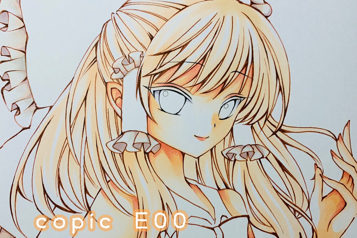 東方 コピック 髪メイキング E00 5 E29 R22 リボンが赤色なので 結希 花 Yuuki Hana のイラスト