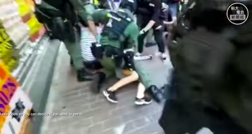 4) A 12yo girl was chased and pushed to the ground by police during protest in Mong Kok on 6 September, just two weeks ago by HKUST Radio News Reporting Team https://www.facebook.com/hkustradionews/videos/1742325909250427/