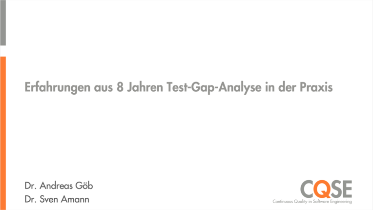 Die Folien zu <a href="/a_goeb/">Andreas Göb @agoeb@fulda.social</a>'s und <a href="/svamann/">Sven Amann</a>'s Erfahrungsbericht aus 8 Jahren #TestGapAnalyse beim #GTD sind online unter cqse.eu/gtd2020ts #GermanTesting /cc <a href="/GermanTesting/">German Testing Day</a>