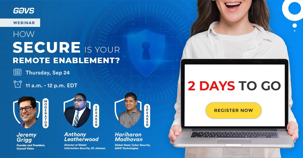 insideneurealm's tweet image. Recognizing the risks and defending the remote workplace deployments against them should assume the highest priority for enterprises! Listen to industry experts discuss why. Only 2 Days to Go, Register Now! bit.ly/3mml3vV

#scjohnson #councilvision #remotedeployment