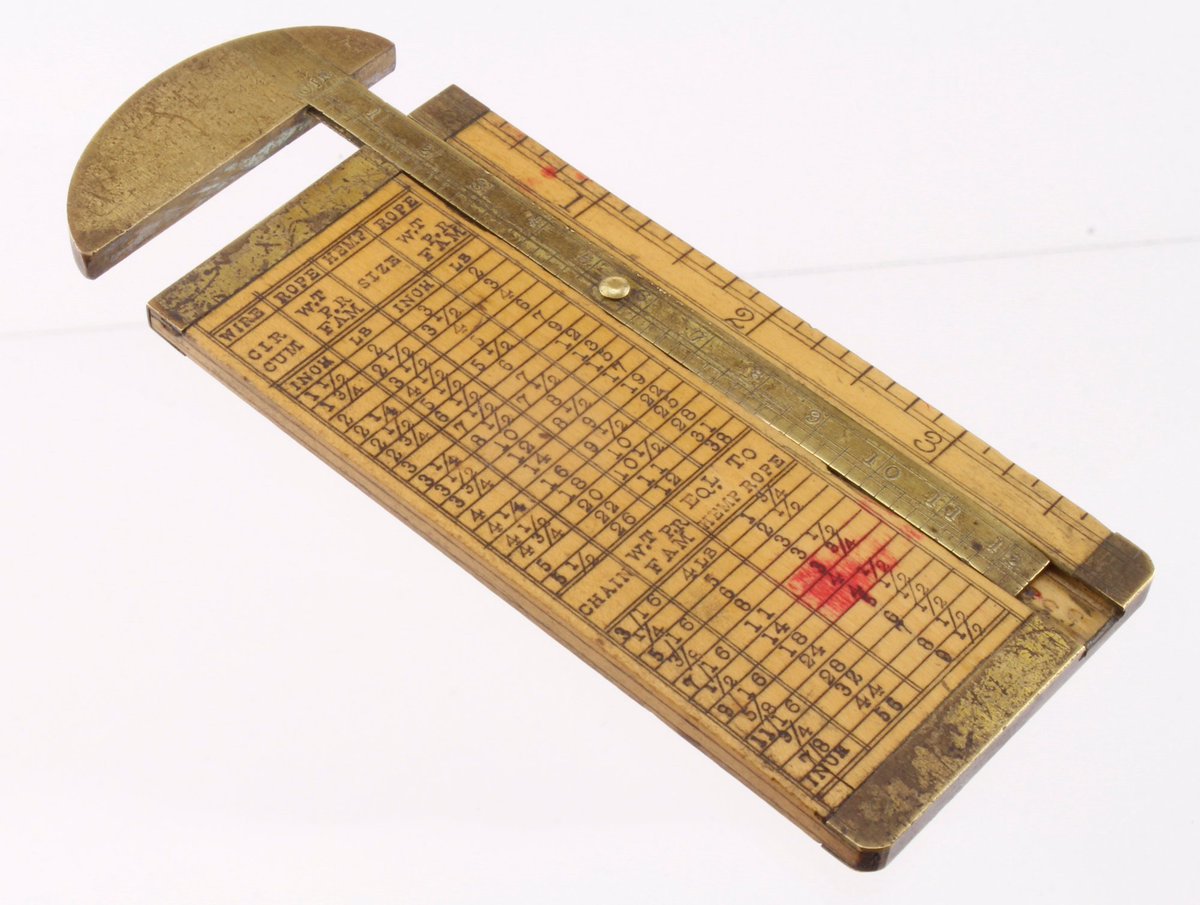 Today's auction house artefact is this measuring gauge and conversion slide rule for ropes, wires and chains issued by the "Edinburgh Roperie & Sailcloth Co., Leith"