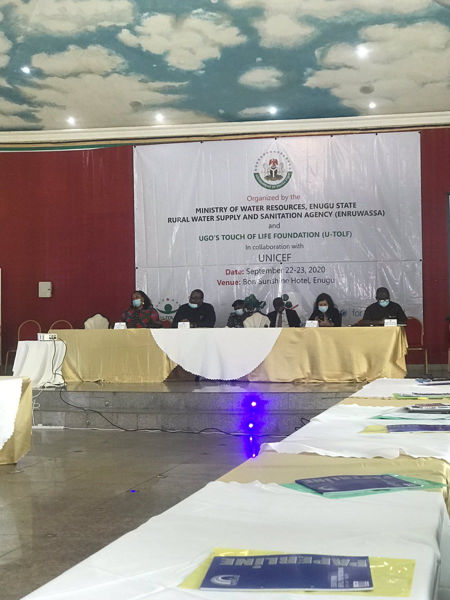 Presently at the inception workshop for the development of Enugu State ODF Strategy, organized by the Enugu State Ministry of Water Resources, Enugu State Rural Water Supply and Sanitation Agency (ENRUWASSA) in collaboration with @UNICEF_Nigeria and @utolf 
#endopendefecation
