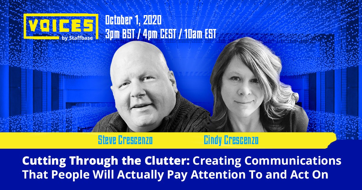 StaffbaseDACH's tweet photo. Professionals in the workplace receive an average of 120 #emails a day 🤯
Cut through the #comms clutter in your employees' inbox and start sending messages they'll actually pay attention to
Click the link to join @creativecomms & @Crescenzo at #VCS20 ⬇️
https://t.co/kHRCf33iai https://t.co/Sv15xFtCZr
