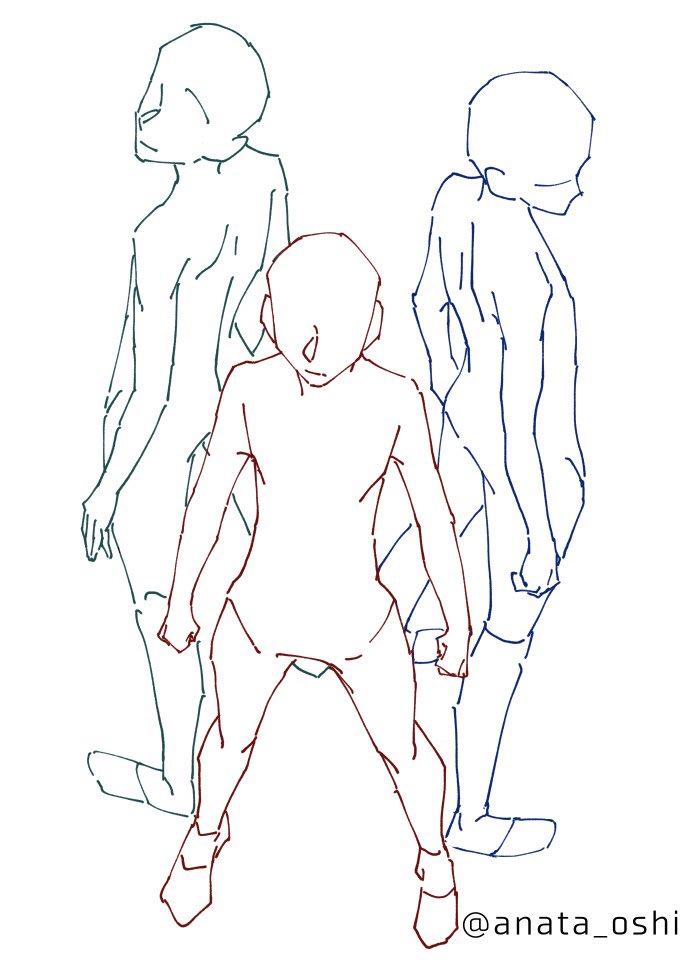 あなたの推しで描いてくれ トレス素材 トレス素材 あなたの推しで描いてくれ 三人が背を向け合って見上げている図
