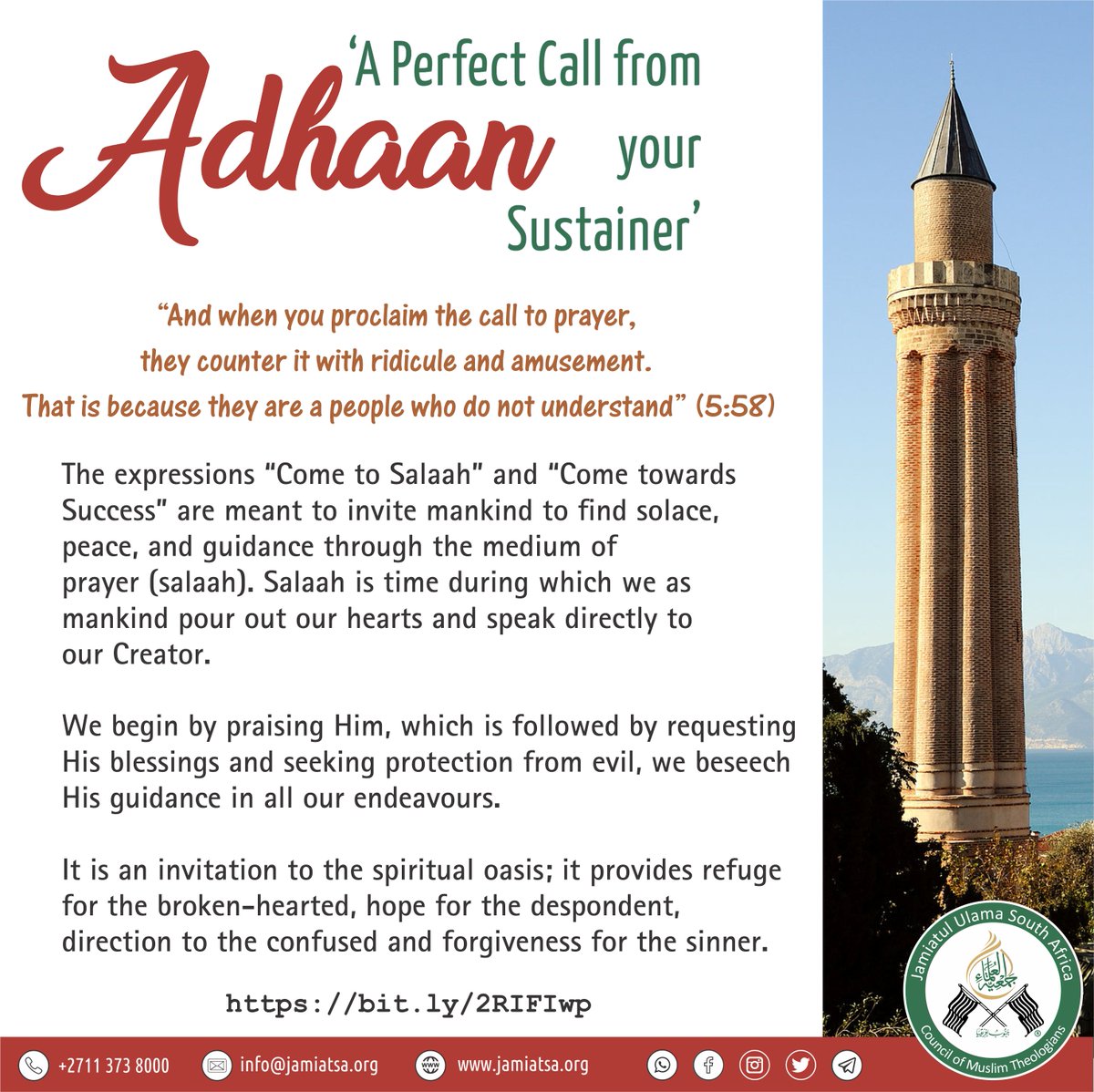 Jamiatsa's tweet image. #adhaan #CalltoPrayer #PerfectCall bit.ly/2RIFIwp