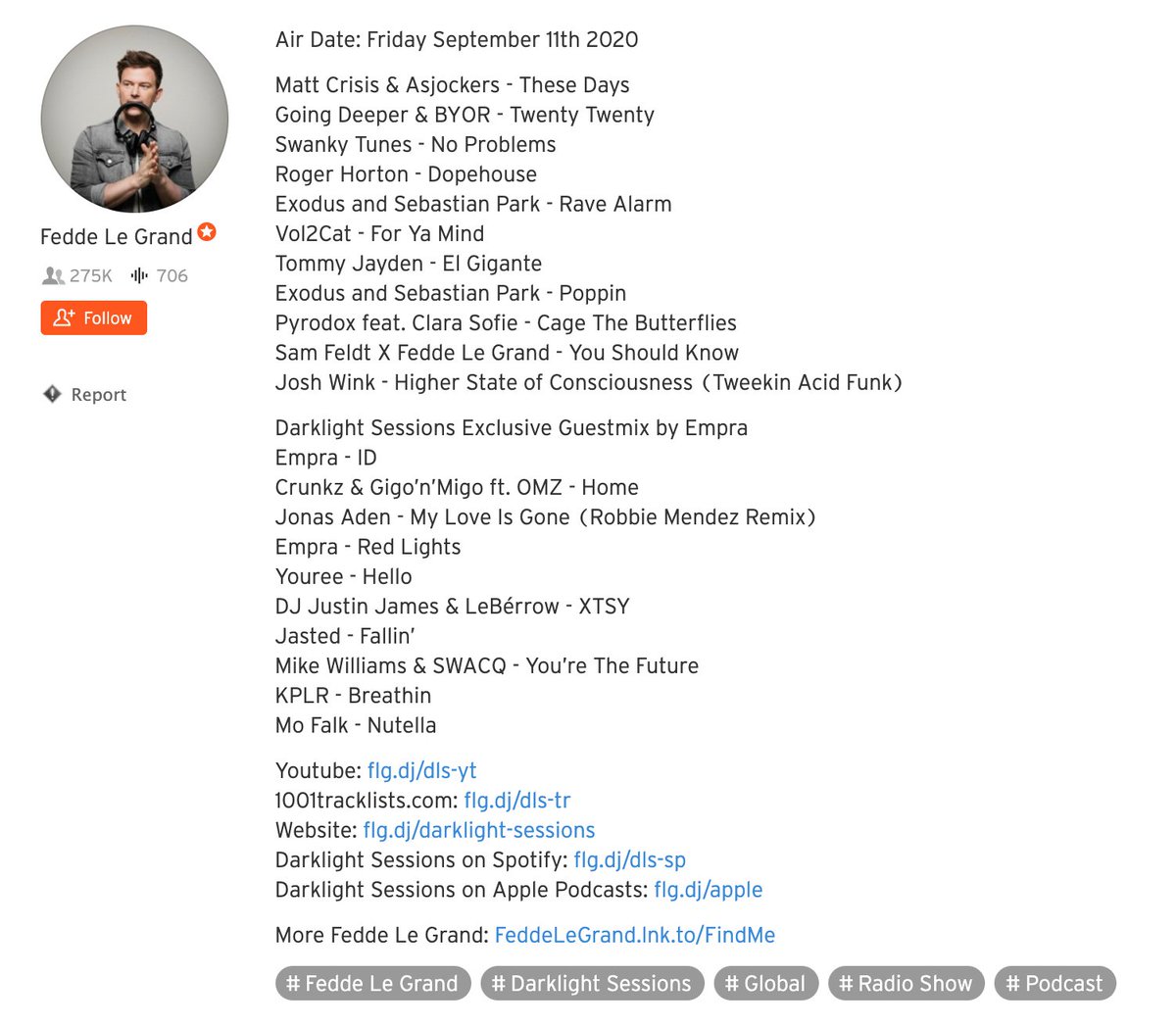 Ayye, big shout's to <a href="/feddelegrand/">Fedde Le Grand</a> for featuring my new track "XTSY" with the homie leBérrow on his latest podcast "Darklight Sessions 421" (44:30) out soon on <a href="/tommiesunshine/">Tommie Sunshine ✊</a>'s label <a href="/BrooklynFire/">🔥 #RaveRevival 🔥</a>! 💪🏼

soundcloud.com/feddelegrand/d…