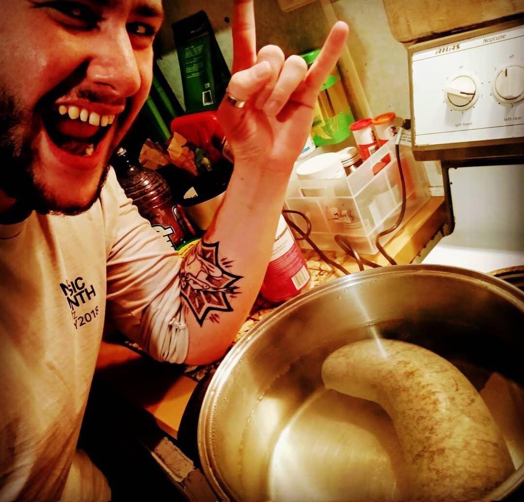 So we NEVER post pics of our food ... until TODAY that is ... Our good friend Barny Bewick shows up to discuss artwork for the new album ... and yeah he did the album cover and other art on Tū ... and yeah he's Scottish and brought us a gift ... HAGGIS \m/\m/
#Indium Design