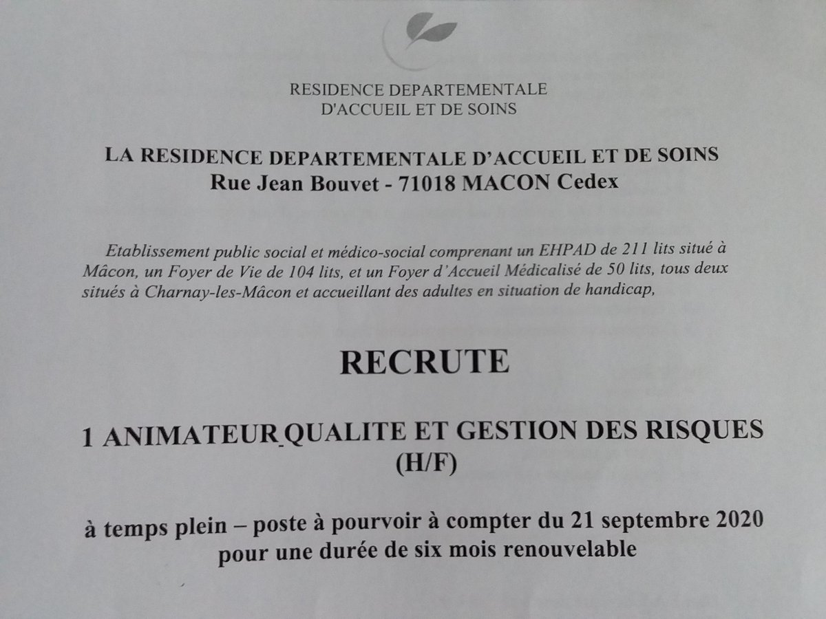 RdasMacon's tweet photo. La RDAS recrute : https://t.co/PeC9wGeSqs