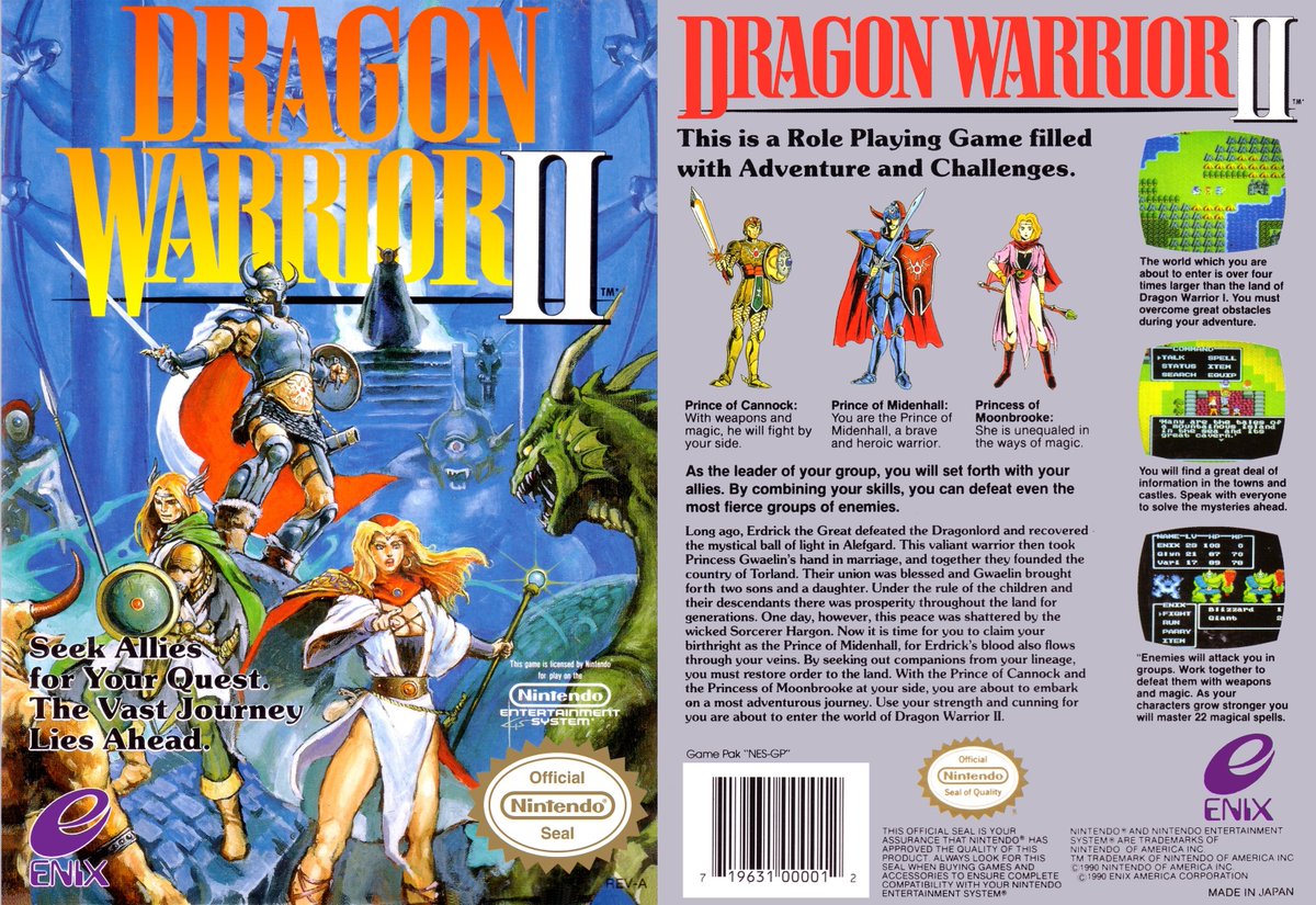 Retro Game Geeks Dragon Warrior Ii Here S The 1990 North American Cover For The Awesome Rpg From Chunsoft For The Nes First Released In Japan In 1987 This Was Originally