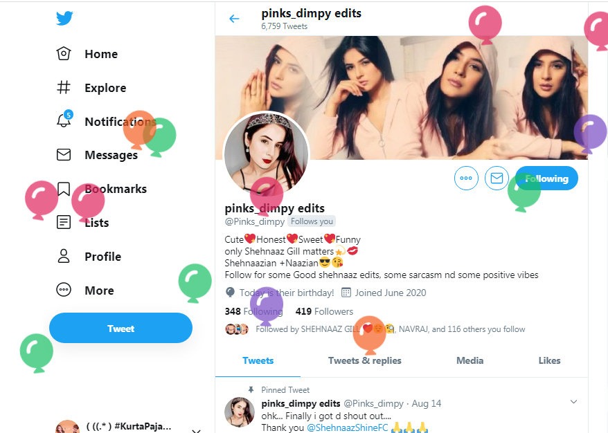faizalii10's tweet photo. @Pinks_dimpy
what i am seeing ?
uncountable Balloons ....!
wao amazing Perfect
#HappyBirthday #BirthdayGirl
#Editor of here
#Pinks #Dimpy #Edites #HBDPinks
---
Today we also celebration #KurtaPajamaHits100M views
#ShehnaazGill https://t.co/EqnAqpslx3