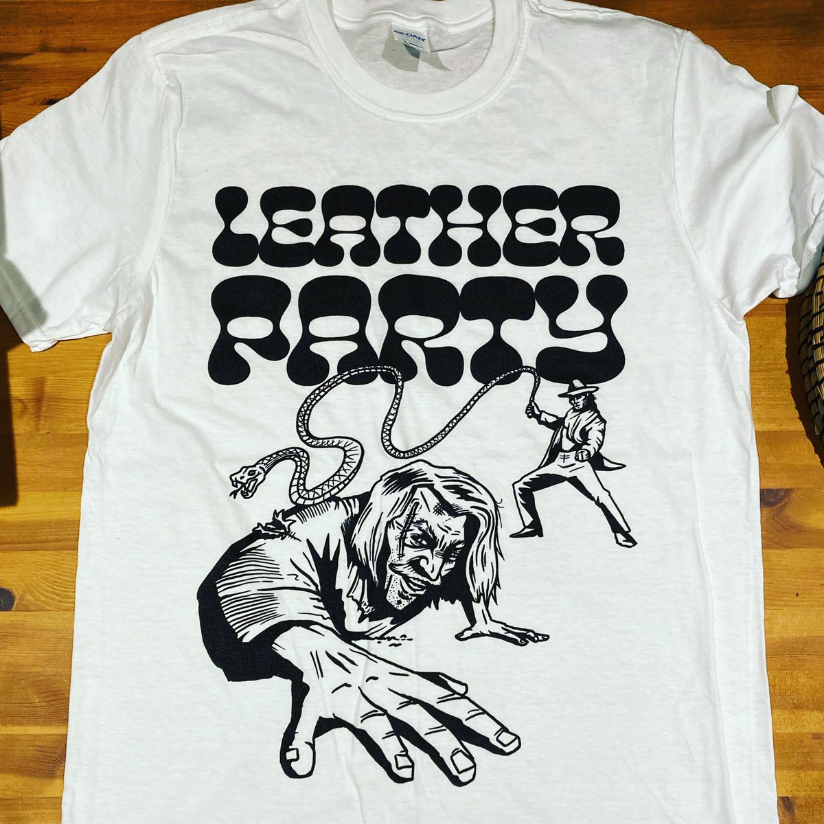 leatherparty69's tweet photo. 😎😎😎 T shirts have arrived and there aren’t many left. Numbers have been adjusted in Bandcamp. Buying a tee or a print is the only way to get the ‘Means of Control’ LP link in bio.x https://t.co/nJ0PnwFSAL