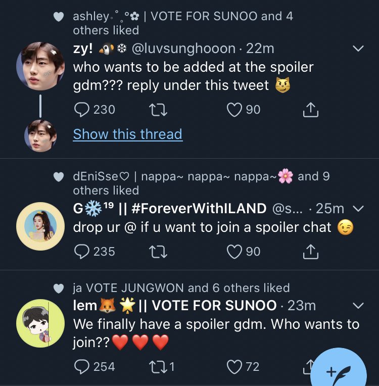 suggested by:  @into_sunghoon just everyone wanting to be added to a spoiler gdm because a) mnet didn’t pick them for the global viewing b) we are minors since 20 years old and above eggies are the only ones who can submit a format the end, they became useless 