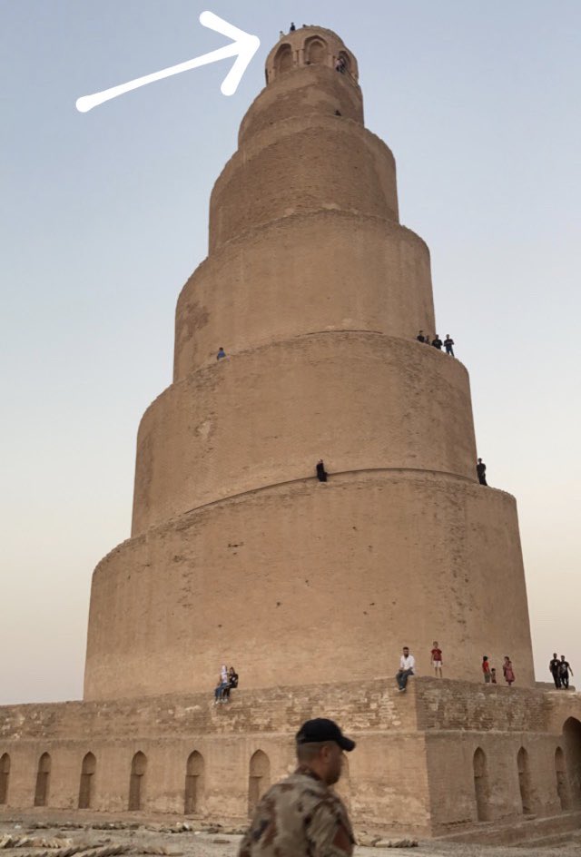 I sat on the edge of the Malwiya minaret overlooking the beautiful city of  #Samarra and Al-Askari shrine and my friend went berserk: you really think if anything happens to you here, God forbid, your family will believe me when I tell them it was an accident?  #Iraq
