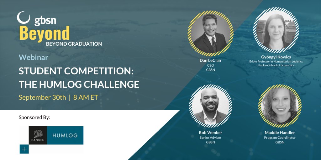 gbsnonline's tweet photo. Why is humanitarian logistics important & what role can students play in addressing local challenges? Join GBSN staff & go #BEYONDgraduation w Gyöngyi Kovács Head judge & Prof @Hanken_fi to explore the #GBSNBeyond Student Comp prompt & info. 🔗Register https://t.co/PteiWBzz0U https://t.co/4AufbnrGKt
