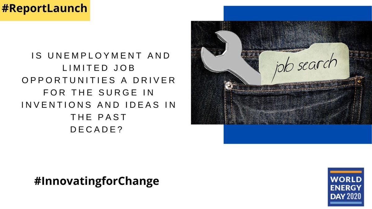 WorldEnergyDay's tweet photo. Necessity is the mother of innovation. 
Is unemployment and limited job opportunities a driver for the surge in inventions and ideas in the past decade?
 #InnovatingforChange https://t.co/OKQf1QTBP0