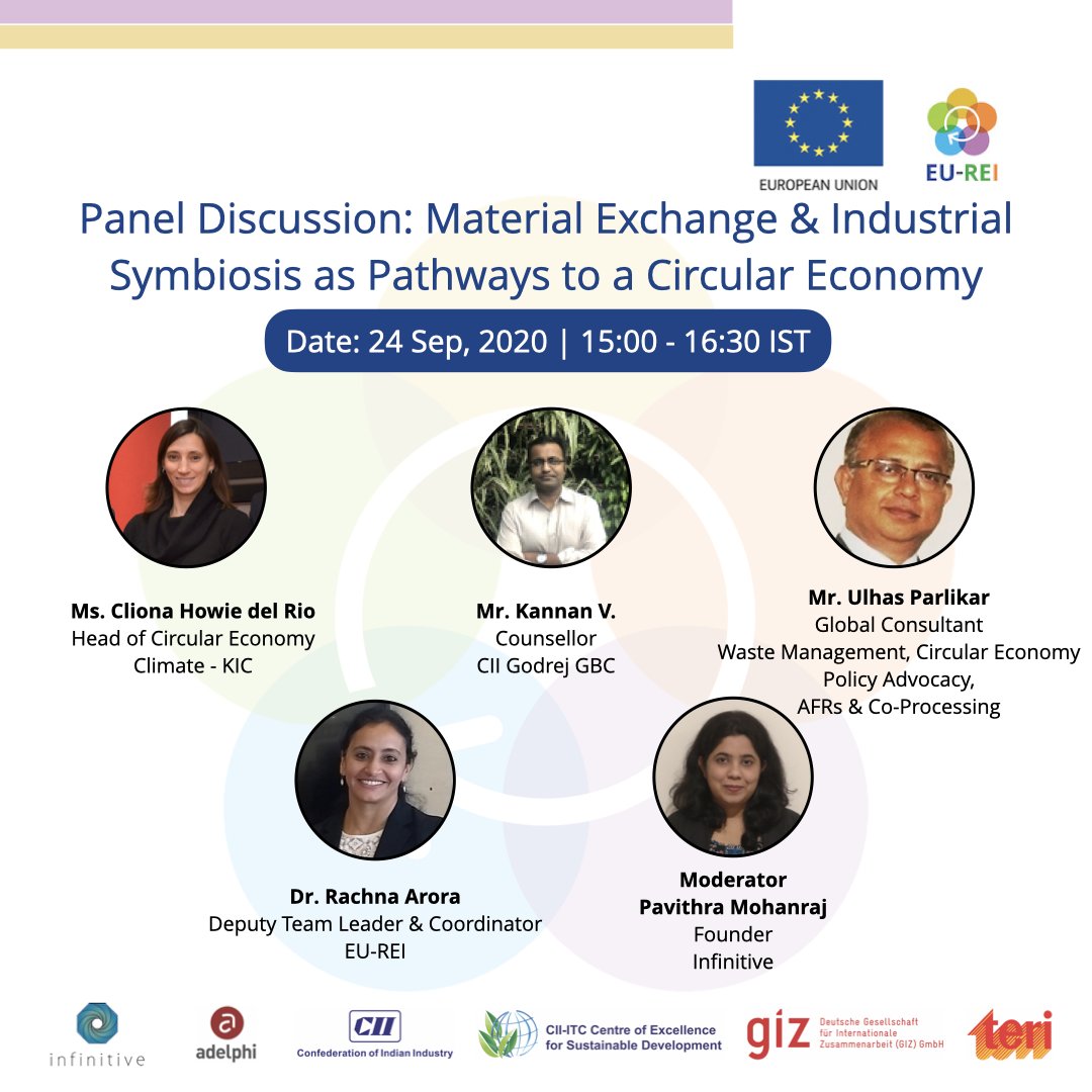 Infinitive_CE's tweet photo. @EU_REI_India and @Infinitive_CE invite you to a webinar on '#Materialexchange &amp; #Industrialsymbiosis as Pathways to a Circular Economy'! Please register here: https://t.co/XcSLVT4A33 
#eu_rei_circularity #circulareconomy #resourceefficiency https://t.co/irQHXoaBNX