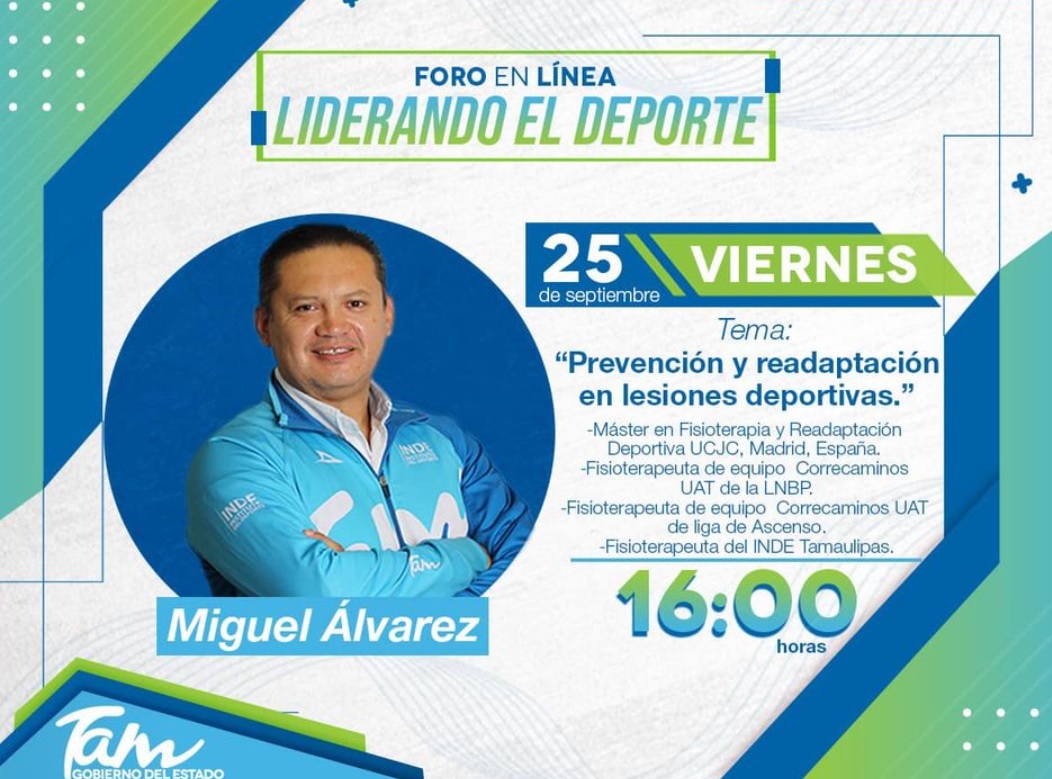 Miguel Ángel Álvarez Reyes, egresado del Máster Universitario en Fisioterapia y Readaptación en el Deporte de la UCJC, ponente en el foro en línea “Liderando el deporte”. blogs.ucjc.edu/salud-y-deport…