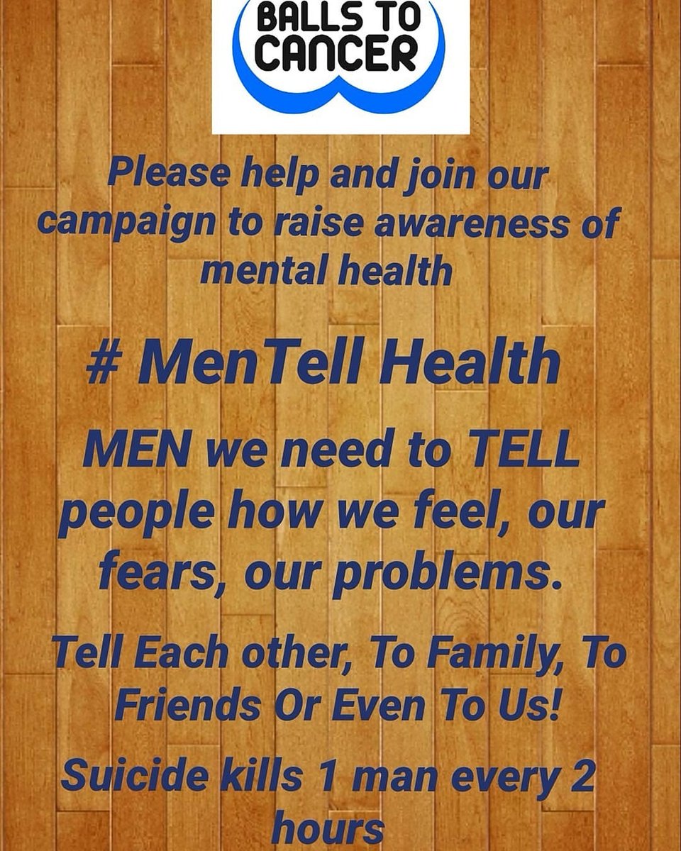 Ballstocancer's tweet photo. It's #TalkAboutit Tuesday. Today please try to talk to friends, family or even us about how you feel. Mental health is not all bad and we need to celebrate the good days and share our bad days. We need to not feel judged because today we feel down or stressed. #MenTellHealth https://t.co/fDSO66oRAH